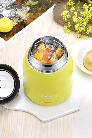 Yeşil 304 Çelik 600 Ml Vakum Yemek Mama Saklama Termosu Sefertası Yeşil