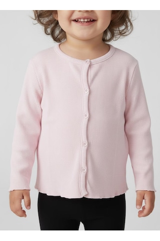 Kız Çocuk Fitilli %100 Pamuklu Düğmeli Hırka Toz Pembe