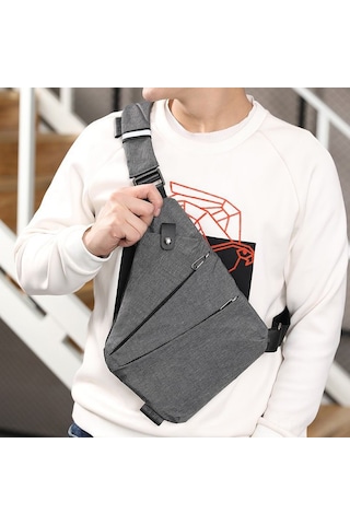 Hangfox Erkek Outdoor Spor Çanta: Anti-çalınma, Su Geçirmez, Hafif, Yolculuk Ve Koşu İçin Siyah Sol Göğüs Çantası Siyah