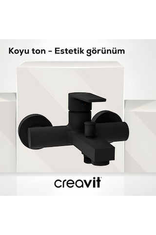 Creavit Sharp Lavabo Banyo Eviye Bataryası 3'lü Set SR1500S-SR2510S-SR8500S Siyah