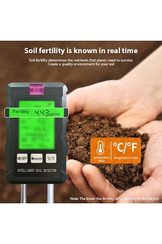 Tongxida 6'ı 1 Arada Toprak Ph Ölçer Nem / Siyah