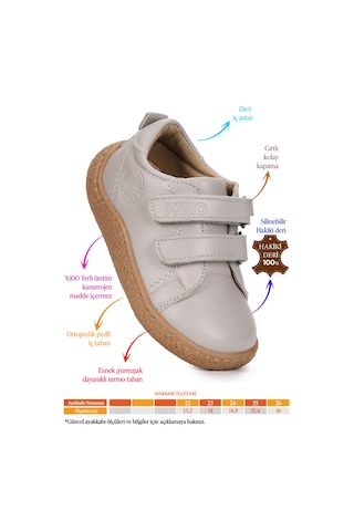 Kiko Kids Luqa %100 Deri Günlük Erkek Bebek Spor Ayakkabı Beyaz