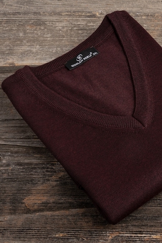 V Yaka Battal Büyük Boy Yünlü Kolsuz Triko Süveter Bordo