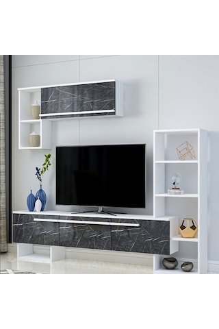 Tv Ünitesi Star Beyaz Mermer Desen