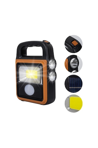 Hs-8020c Cob Ledli Solarlı 4 Kademeli Usb Powerbank Çıkışlı Şarjlı Işıldak Fener