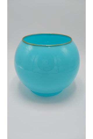 El Yapımı Şık Dekoratif Vazo Mavi Renk 15x18cm