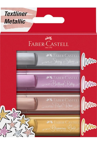 Faber-Castell Metalik Renkler Fosforlu Keçeli Kalem 4'lü