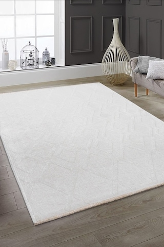 Rodney Vl Yıkanabilir Kaydırmaz Çift Taraf Pamuk Dokuma Beyaz Rix Premium Kalite Kilim Beyaz2