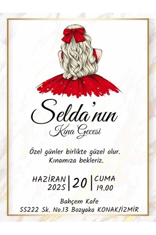 Kına Davetiye - Kına Davetiyesi - Davetiye 100 Adet M9 Kına Davetiye - Kına Davetiyesi - Davetiye 100 Adet M9