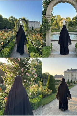 Polo Craft Lüks Uzun Şifon Malezya Khimar - Zarif Ve Konforlu Tesettür Giyim siyah