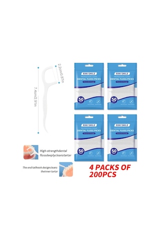 Willowhaven 4 Paket 200 Adet Rımı Smıle Pratik Diş İpi Çubuğu Yemek Sonrası Ağız Hijyeni