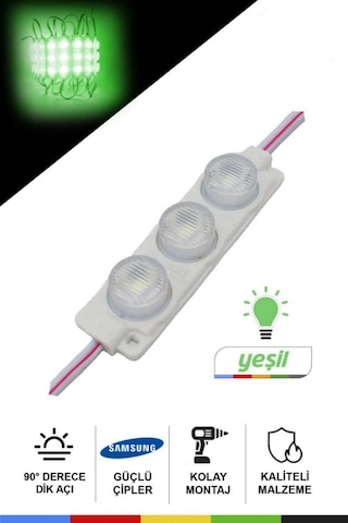 Dc 12v 3w Yeşil Modül Parmak Led Su Geçirmez Tabela Aydınlatma Dekoratif Led Modül 10 Adet