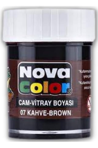 Kahverengi Cam Boyası Vitray Boyası 25 ML 1 Adet Nova Color Su Ba Kahverengi