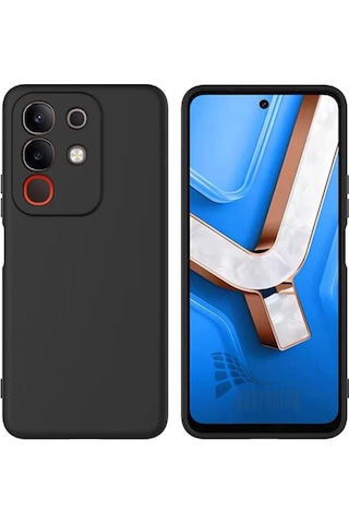 Vivo Y29 Uyumlu Silikon Kılıf - Kamera Korumalı Esnek Pastel Renk Kapak - Siyah