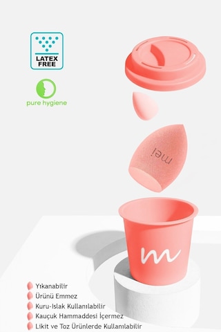 Makyaj Süngeri Fondöten Emmeyen Sponge Coffee Cup Hijyenik Flamingo Pink 1 Pro 1 Mini
