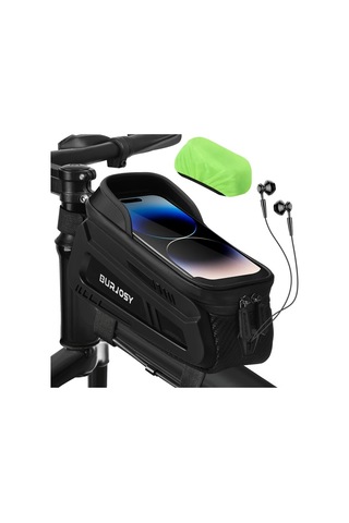 Willowhaven Black Qy626 Bisiklet Ön Çerçeve Çantası Dokunmatik Ekran Tpu Telefon Tutucu Haki