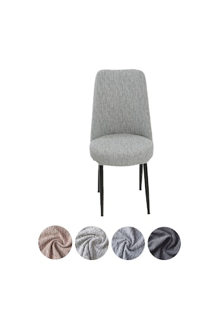 Upmall Jakarlı Oval Sandalye Kılıfı,sandalye Örtüsü Gri 6 Adet