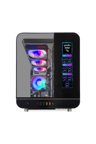 Quadro Qx100 Eagle Usb 3.2 Rgb Atx Mid Tower Siyah Kasa