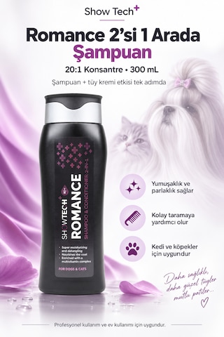 Showtech Romance 2 Si 1 Arada Kedi Köpek Şampuanı Ve Tüy Kremi 300 Ml - 20:1 Konsantre