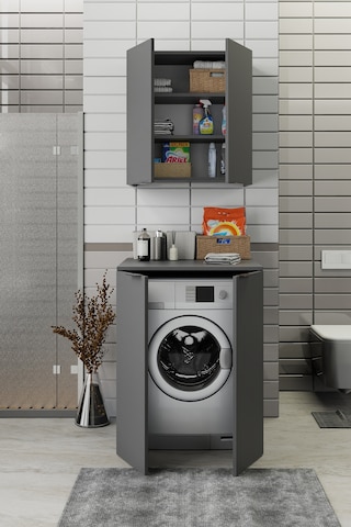 Biani Fix Arya Ve Loft Uyumlu Çamaşır Makinesi Dolabı Renk Mat Gri