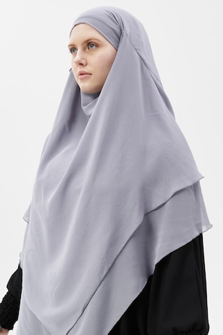 Altobeh Hazır Pratik Şifon Üç Katlı Peçeli Üçgen Hac Umre Şalı Sufle Hijab Nikap Gri