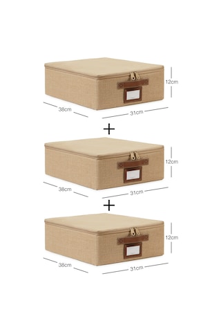 Ocean Home Textile 3'lü Küçük Boy Jüt Destekli Hurç Set 31 x 38 x 12 cm