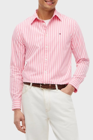 Tommy Hilfiger Çizgili Pamuklu Regular Fit Uzun Kollu Gömlek Erkek Gömlek Mw0mw43315 0d1 Pembe-beyaz