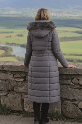 Günlük Kışlık Tam Boy Şişme Kadın Tesettür Mont Gri