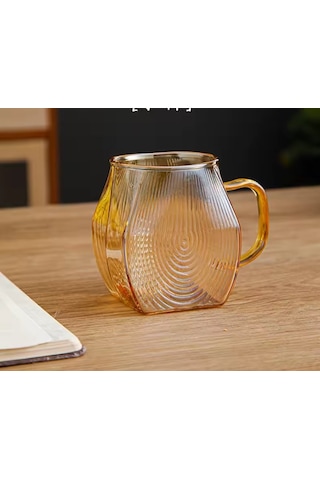 Morponi Borosilikat Cam Amber Salyangoz Desenli 6 Adet Bardaklı Cam Demlik & Sürahi 2500 Ml Altın