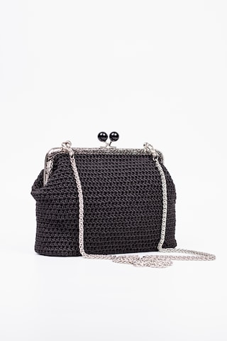 Fabric Craft Bag Omuz Çanta Floş İplik Metal Askılı Siyah - Gümüş