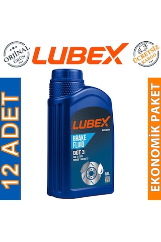 Lubex Brake Fluid Dot 3 Fren Hidrolik Yağı 500 Ml 12 Adet