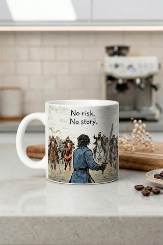 No Risk No Story Yazılı Kupa Bardak - Motivasyon Tasarım Baskılı Seramik Hediye Kupa Bardak Çok Renkli