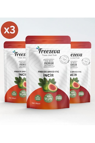 Freezeva 3'lü Paket Dondurularak Kurutulmuş İncir Freeze Dried İncir Freeze Dry İncir Kurusu 3x25 Gr 25 G