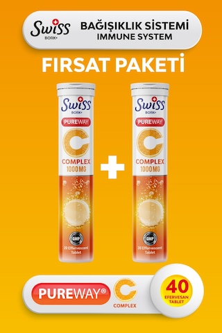 Swiss Bork C Vitamini 1000 Mg Çinko D3 K2 İçeren 20 Efervesan Tablet 2 Li Avantaj Paket