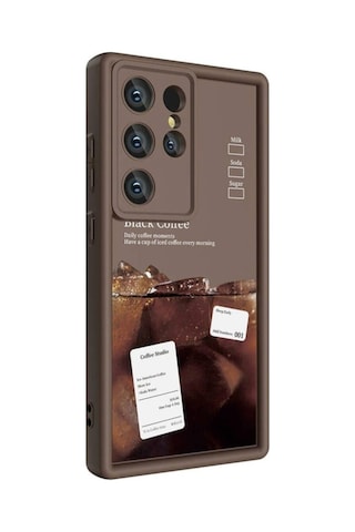 Galaxy S23 Ultra Kılıf Kamera Korumalı Baskılı Arka Yüzey Zore Klas Kapak Koyu Kahve