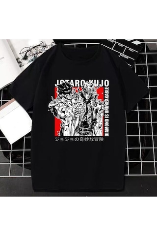 Noıssey Kırmızı Etiket Gala Unisex Jojo Tuhaf Macera T-shirt Model20 16726 Siyah