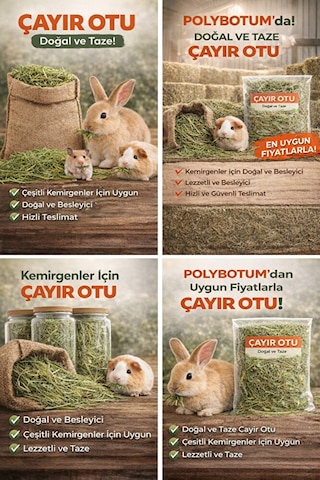 Doğal Çayır Otu Kemirgen Yemi Tavşan Hamster Ginepig Chinchilla Doğal Kurutulmuş Kemirgen Otu 100 Gr