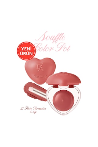 Dasique Kalp Tasarımlı Yoğun Pigmentli Köpük Yapılı Kadife Bitiş Sunan Ruj Souffle Color Pot 21 Rose Tiramisu 21 Rose Tiramisu