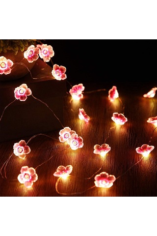30 Led Pembe Kiraz Çiçeği Işıkları Noel Yatak Odası Halkası Bakır Telli Işık Dizisi Avlu Dekorasyonu Renkli Işık Dizisi