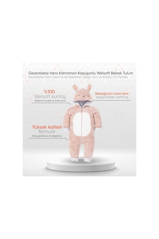 Gezenbebe Hero Kahraman Kapüşonlu Welsoft Bebek Tulum Kırmızı