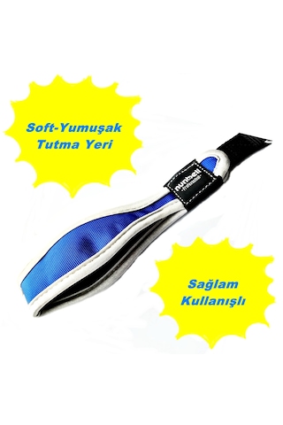 Kuvvetli Büyük Irk İçin Soft Darbe Emici Yaylı Köpek Gezdirme Tasması 4mm-64 Cm Mavi