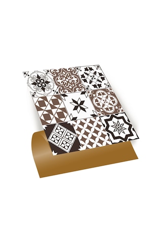 Tink KENDİNDEN YAPIŞKANLI KARMA KAHVELİ SİYAH DESENLİ PVC KARO 30X30