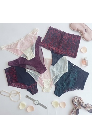 Bonbon Kadın Çeyizlik Ve Bohçalık 6'lı Paket Saten Dantel Karışık Renk Checky Slip Serisi Bb2654 Çok Renkli