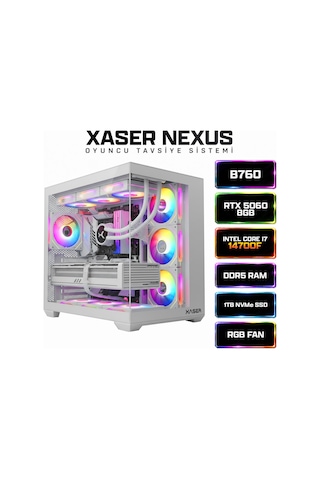 Xaser Nexus X60 i7-14700F 32 GB 1 TB SSD 8 GB RTX5060 Free Dos Masaüstü Oyuncu Bilgisayarı