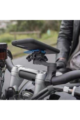 Ranyeek Motorcycle Ve Bisiklet İçin Sürüş Telefon Tutucusu - Yüksek Frekanslı Titreşim Filtreleme Ve Tamponlama Özelliği - Siyah Abs Malzeme Siyah