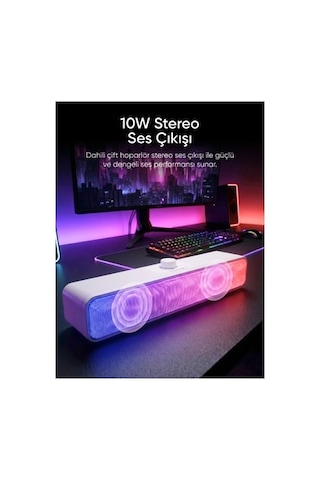 Mikado Md-sbt31 Beyaz 5w 2 1200mah Bt,rgb,tf Card,type-c ,usb Soundbar