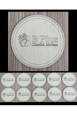 10'lu Kişiye / Şirkete Özel Logolu Bardak Altlığı Seti Lazer Kesim Kurumsal Hediye 9 Cm Açık Ahşap