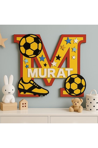 Çocuk Odası Kapı Veya Duvar Süsü Kişiye Özel İsim Yazılı No:1004 Mavi - Kırmızı
