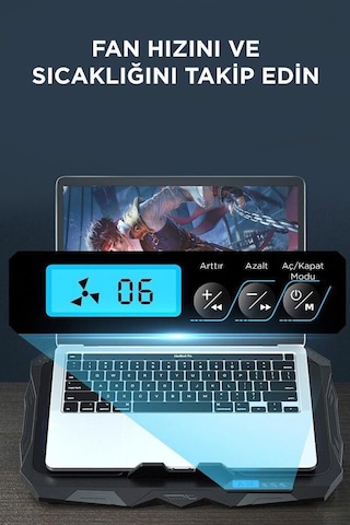 Premium Laptop Soğutucu Ayarlanabilir Dizüstü Bilgisayar Soğutma Fanı Cf03 Siyah Ürün Parça