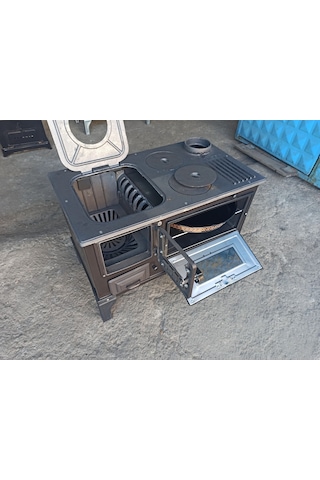 Cam Kapak Takma Ayak Döküm Estetik Kuzine Soba Kömür Odun Sobası